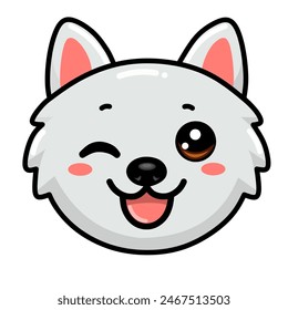 Cute emoji american eskimo face avatar icon profile