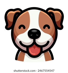 Lindo emoji amstaff pitts cachorro sonrisa cara avatar icono perfil