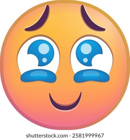 Cute emoji with big eyes and tears, expressing joy and happiness.