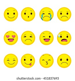 Cute emoji collection of twelve different expression