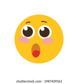 A cute emoji depicting surprise in a flat style. Vector illustration.