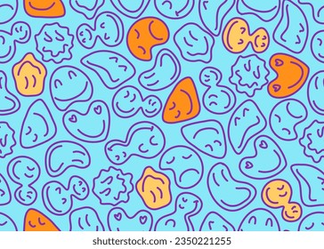 Cute emoji designs Seamless pattern. Emoticon background.