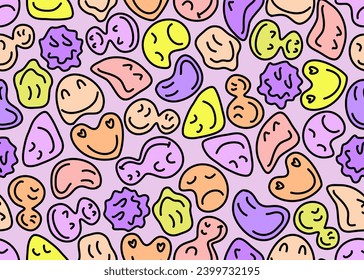 Cute emoji designs Seamless pattern. Emoticon background.