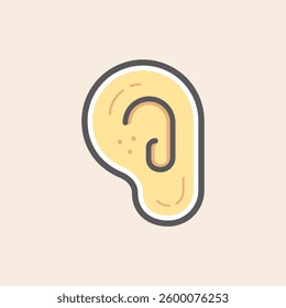 Cute emoji ear with circular shapes, details, reflexes and yellow colors filled icon