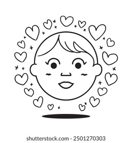 Cute emoji face icon Vector illustration