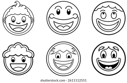 Cute Emoji Faces with Smiles vector design