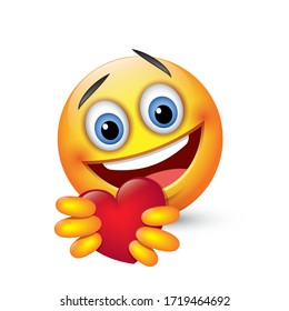 Cute emoji giving love - heart - isolated emoticon - vector illustration