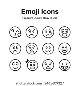 Cute emoji icons, emoticon vectors, isolated on white background