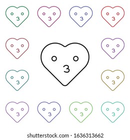 Cute emoji multi color style icon. Simple thin line, outline vector of heart emotions icons for ui and ux, website or mobile application