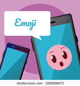 Cute emoji on smartphone