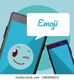 Cute emoji on smartphone
