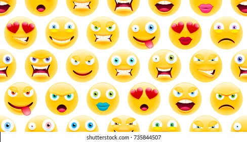 Cute Emoji Pattern Abstract Emoticon Series Stock Vector Royalty Free