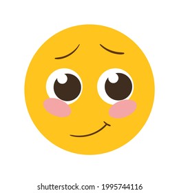 A cute emoji with a picture of embarrassment. Vector illustration.