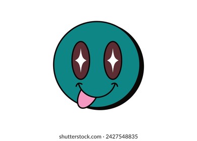 Cute Emoji Retro Sticker Design