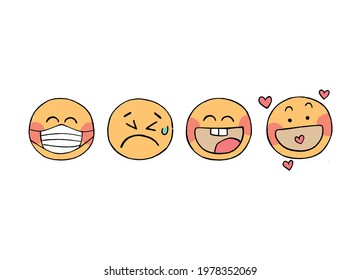 Cute emoji set. Avatar isolated on white background. Emoticon collection