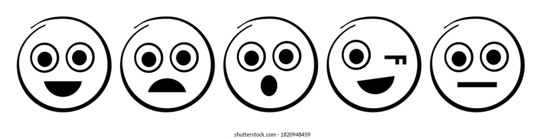 cute emoji set. Facial expressions icon set.