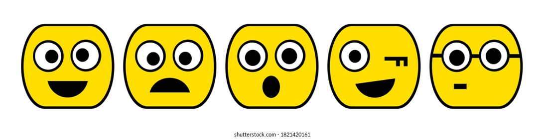 cute emoji set. Facial expressions icon set.