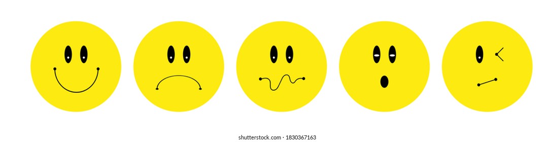 cute emoji set. Facial expressions icon set.