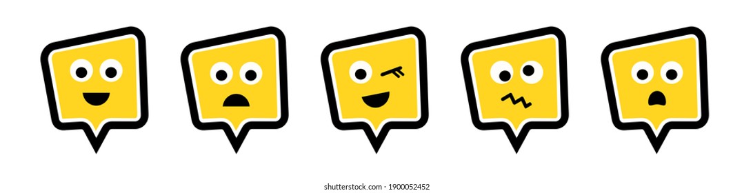 cute emoji set. Facial expressions icon set.