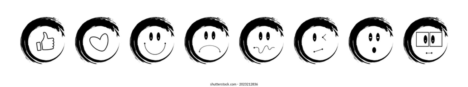 cute emoji set. Facial expressions icon set.