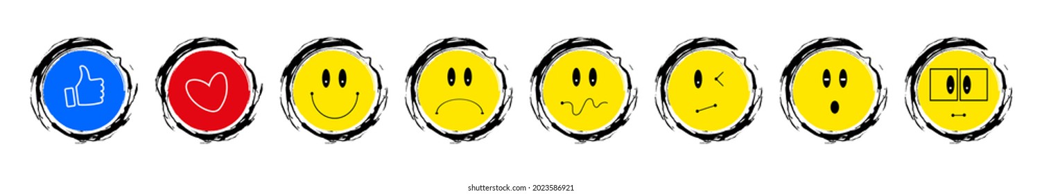 cute emoji set. Facial expressions icon set.
