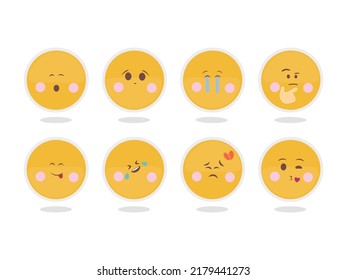 Cute emoji set on white background