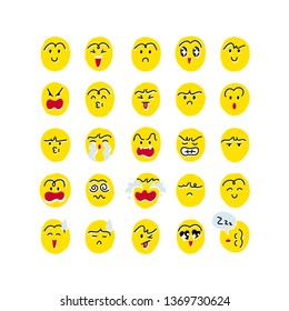 Cute Emoji set. Vector illustration EPS 10.