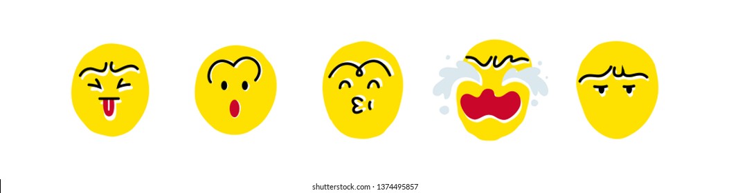 Cute Emoji set. Vector illustration EPS 10.