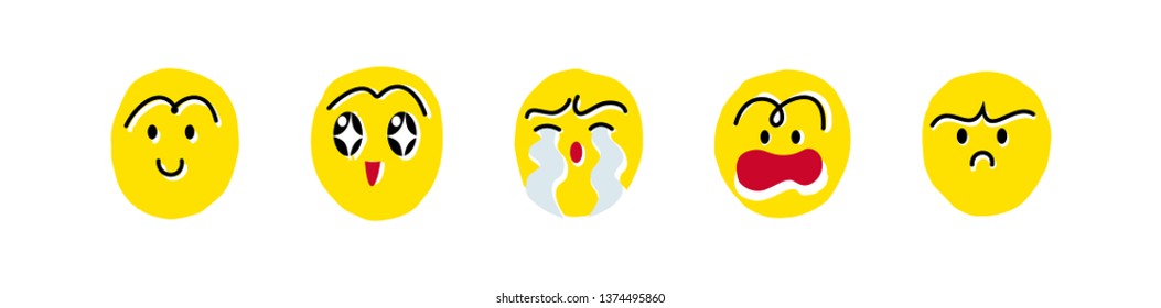 Cute Emoji set. Vector illustration EPS 10.