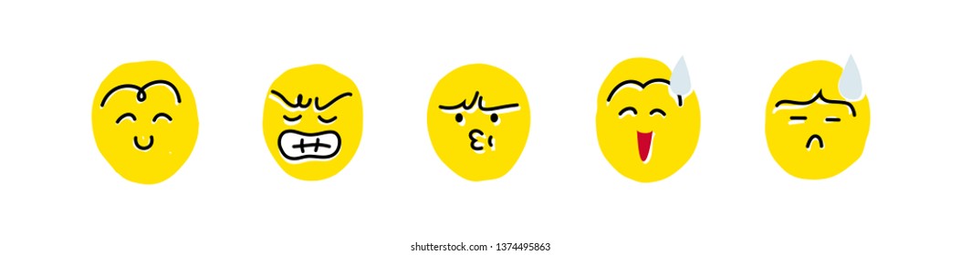 Cute Emoji set. Vector illustration EPS 10.