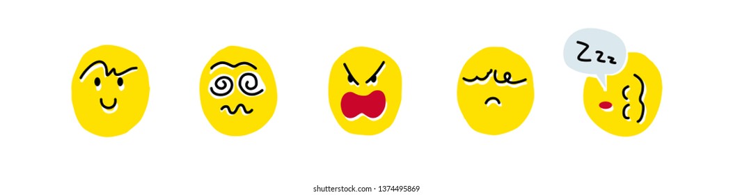 Cute Emoji set. Vector illustration EPS 10.
