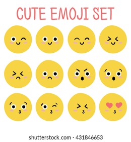 Cute emoji set. Vektor.