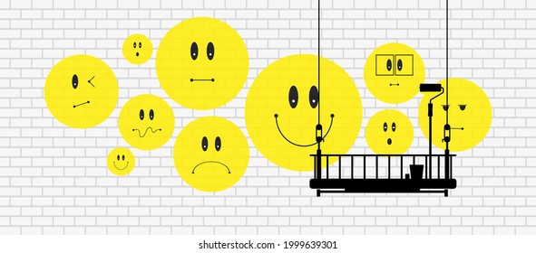 cute emoji set. Yellow faces expressing emoticons and feelings.