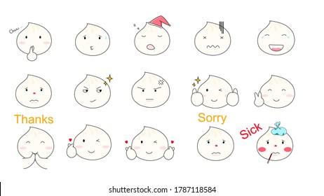 cute emoji, steamed dumpling cute emoji expression 