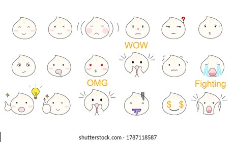 cute emoji, steamed dumpling cute emoji expression 