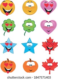 Cute emoji stickers, vector image