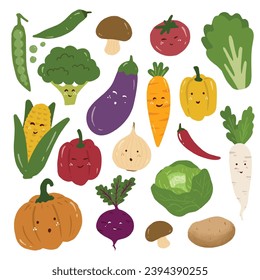 cute emoji vegetable illustration vector