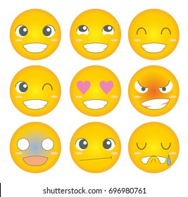 cute emoticon 9 set / Vector material for web