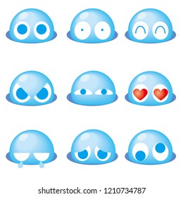 cute emoticon 9set  - blue