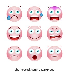 Cute Emoticon with Cartoon Style on White Background . Isolated Vector Illustration 