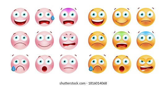 Cute Emoticon with Cartoon Style on White Background . Isolated Vector Illustration 