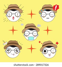 Cute Emoticon character illustration set