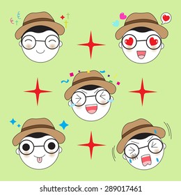 Cute Emoticon character illustration set