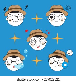 Cute Emoticon character illustration set