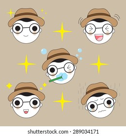 Cute Emoticon character illustration set