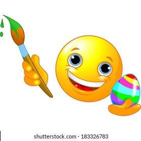 Cute Emoticon coloring Easter Egg 