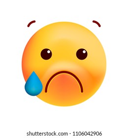 Cute Emoticon Crying on White Background . Isolated Vector Illustration 