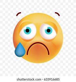 Cute Emoticon Crying on White Background. Isolated Vector Illustration 