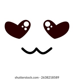 Cute emoticon face with heart eyes showing love and happiness, vector art.