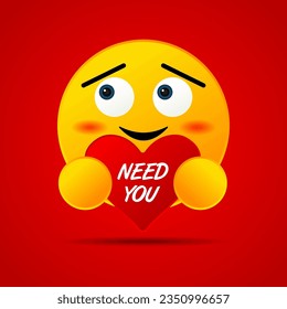 
cute emoticon fall in love with the words need you